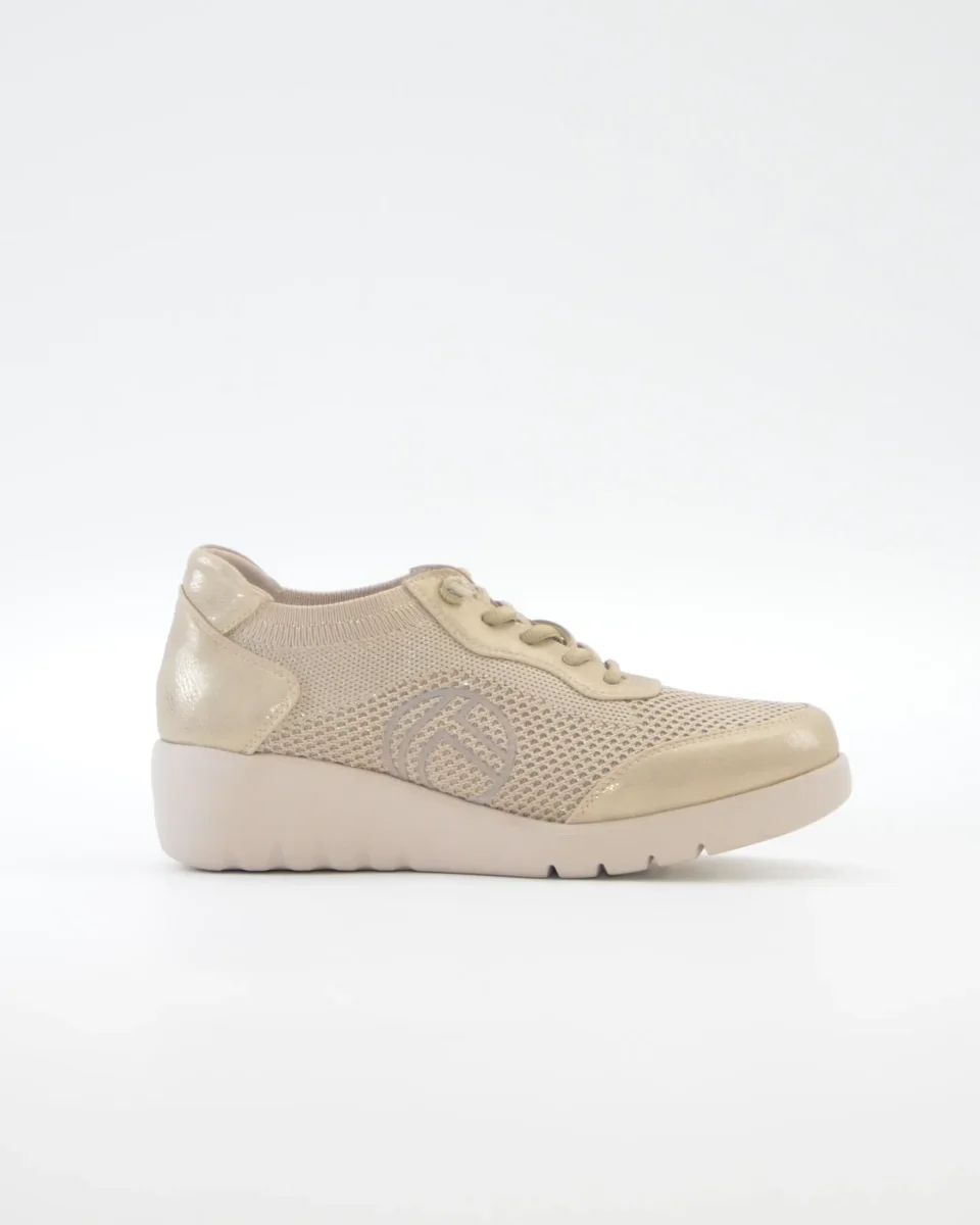 ZAPATO DE CORTE DEPORTIVO MUJER CON CUÑA Y CORDON ELASTICO TREINTAS L4569 BEIGE