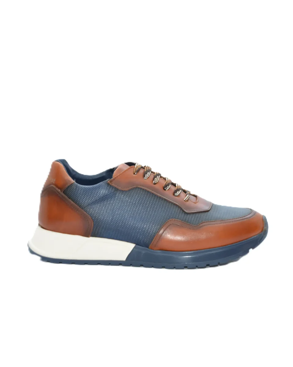DEPORTIVO HOMBRE COMBINADO CUERO MARINO