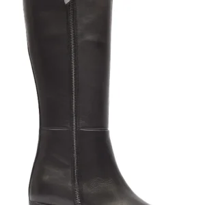 BOTA MUJER NEGRO TACON CUADRADO  CREMALLERA Y ELÁSTICO LATERAL  L-1309