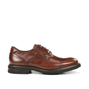ZAPATO HOMBRE FLUCHOS COLOR CUERO PICADO CON CORDONES F0629 BELGAS
