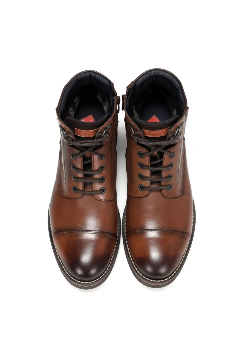 BOTA HOMBRE MARRON FLUCHOS CON CORDONES Y CREMALLERA F1342 TERRY HABANA CAMEL - Imagen 6