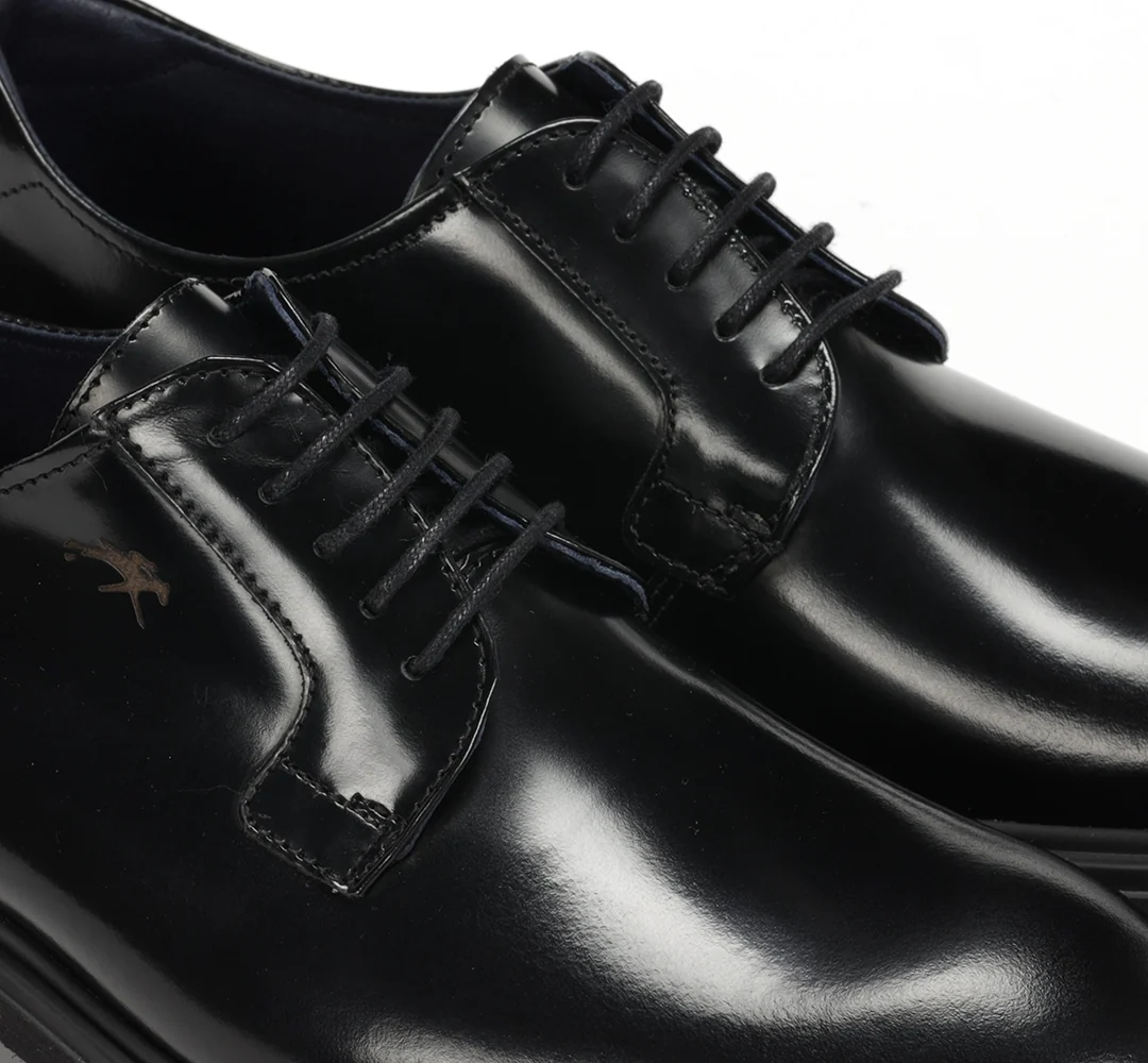 ZAPATO HOMBRE FLUCHOS COLOR FLORENTIC NEGRO LISO CON CORDONES F0631 BELGAS - Imagen 7