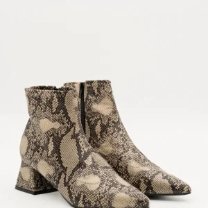 BOTINES TACON BAJO LICRA BEIGE A3379 SNAKE
