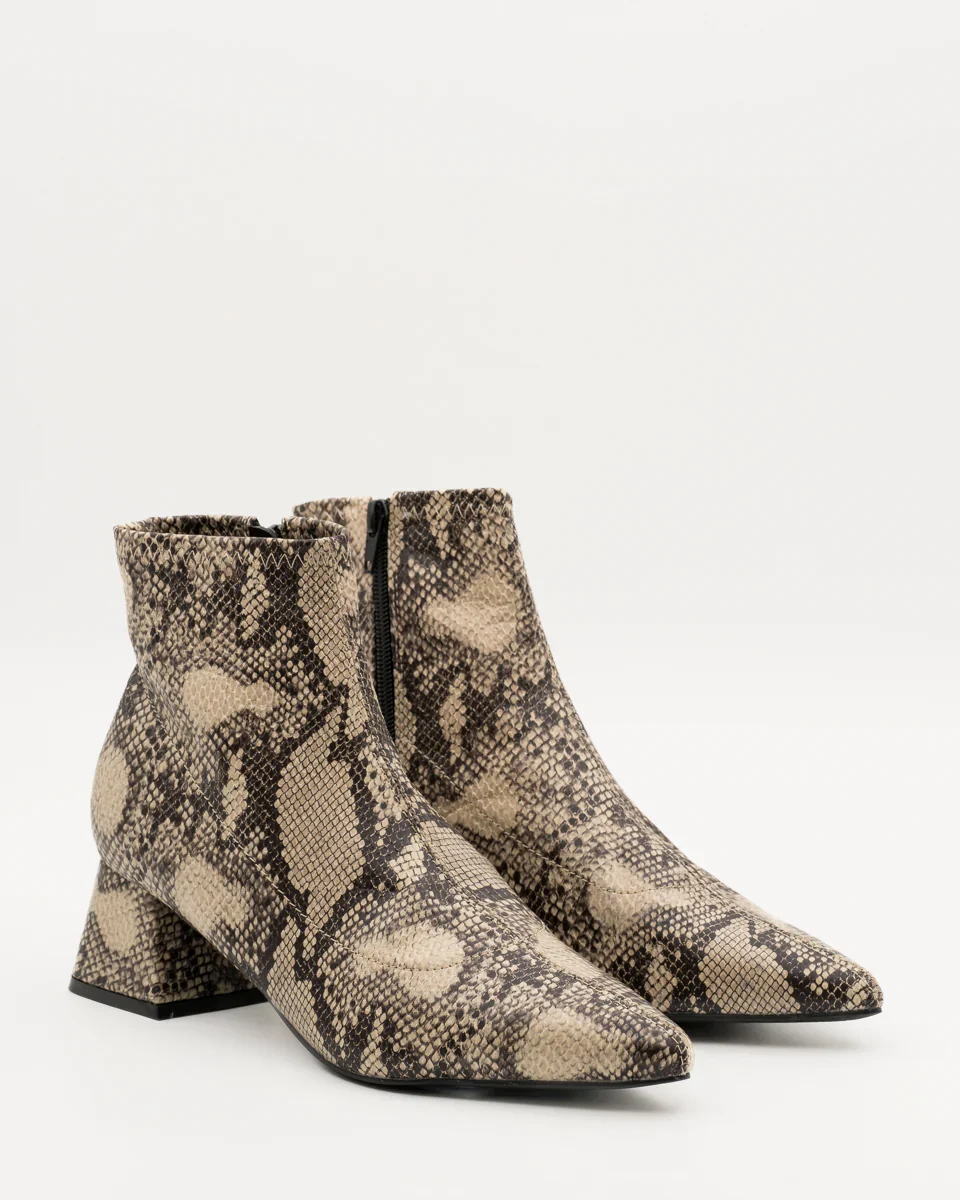 BOTINES TACON BAJO LICRA BEIGE A3379 SNAKE