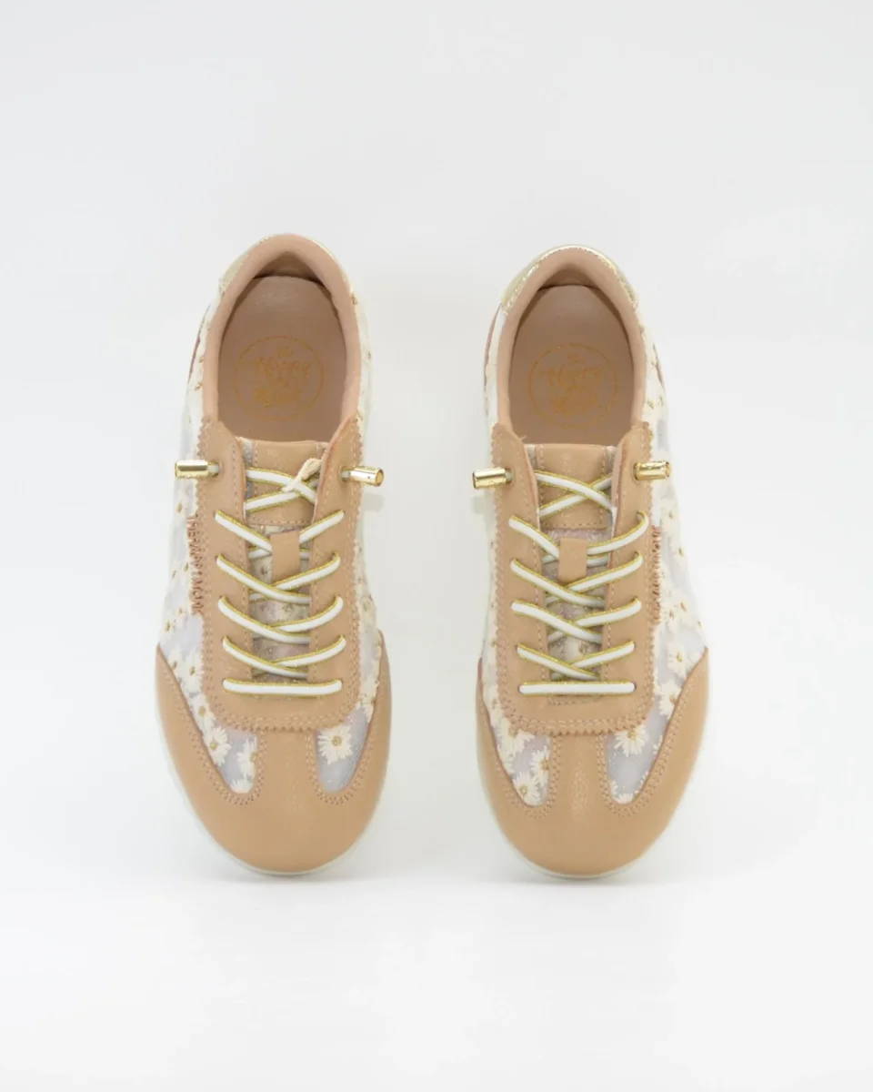 DEPORTIVO MUJER CORDON ELÁSTICO COLOR BEIGE DETALLES FLORES THE HAPPY MONK HAWAIAN 003 BEIG - Imagen 6