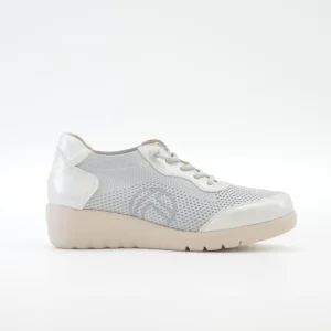 ZAPATO DE CORTE DEPORTIVO MUJER CON CUÑA Y CORDON ELASTICO TREINTAS L4569 PLATA