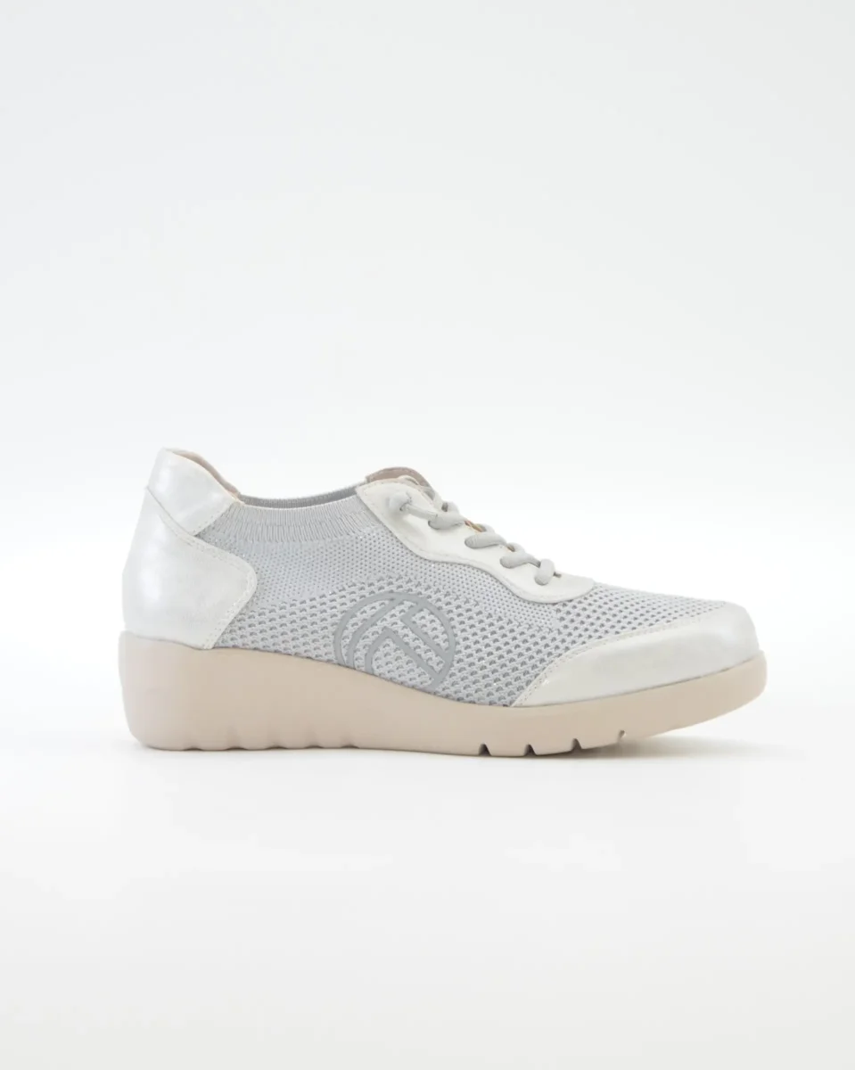 ZAPATO DE CORTE DEPORTIVO MUJER CON CUÑA Y CORDON ELASTICO TREINTAS L4569 PLATA