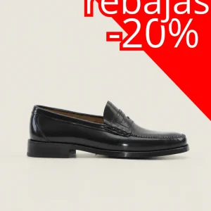 MOCASIN COSIDO A MANO NEGRO 1800 SUELA MIXTA