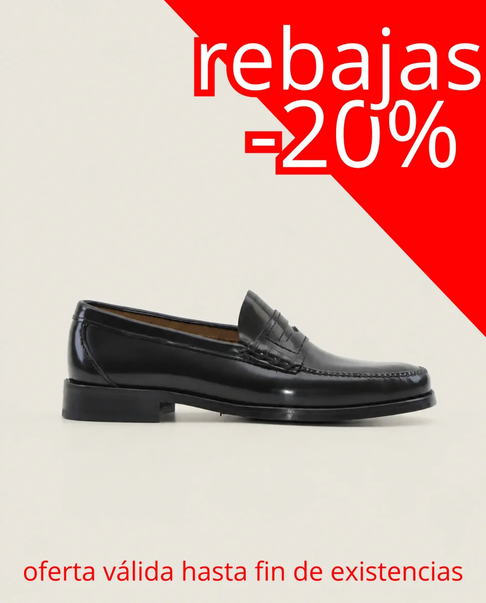 MOCASIN COSIDO A MANO NEGRO 1800 SUELA MIXTA