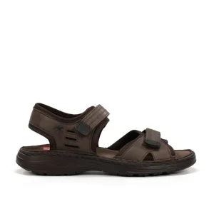 SANDALIA HOMBRE FLUCHOS PIEL MARRÓN CIERRE CON VELCRO AZORES F2197