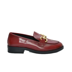MOCASINES MUJER BURDEOS ESTRIBO DORADO