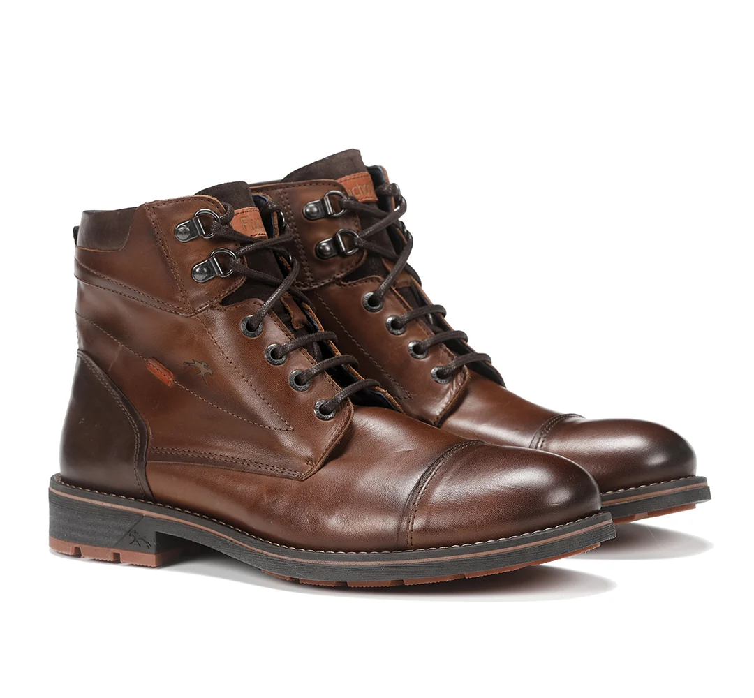 BOTA HOMBRE MARRON FLUCHOS CON CORDONES Y CREMALLERA F1342 TERRY HABANA CAMEL - Imagen 3