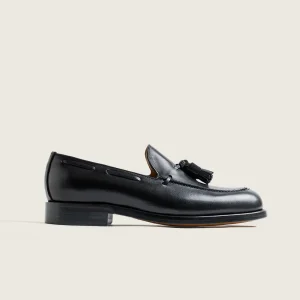 ZAPATO MOCASIN HOMBRE BORLAS 3003 TASSEL BOXCLAF NEGRO SUELA DE CUERO