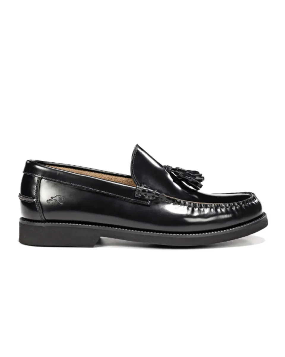 ZAPATO MOCASIN HOMBRE CON BORLAS COLOR NEGRO FLUCHOS STAMFORD F0049