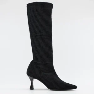 BOTA ALTA LYCRA MUJER COLOR NEGRO DANIELA VEGA 2208S MOIRA