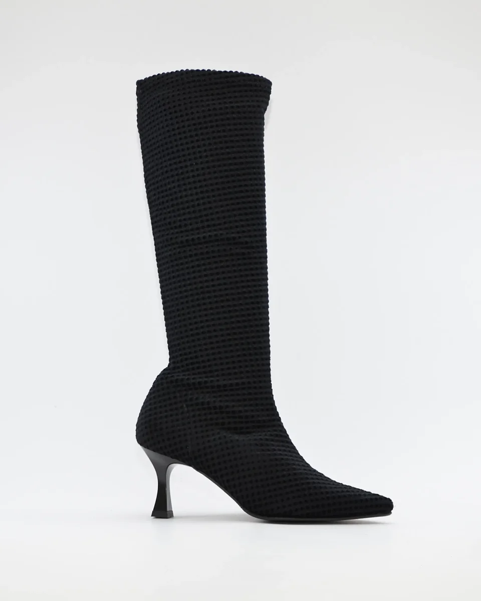 BOTA ALTA LYCRA MUJER COLOR NEGRO DANIELA VEGA 2208S MOIRA