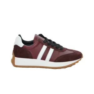 SNEAKER MUJER BURDEOS TIRAS BLANCAS