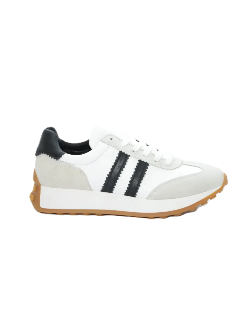 SNEAKER MUJER BLANCO TIRAS NEGRAS