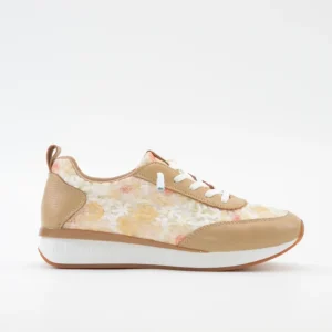 DEPORTIVO MUJER CORDON ELÁSTICO COLOR BEIGE DETALLES FLORES THE HAPPY MONK VANITY 010