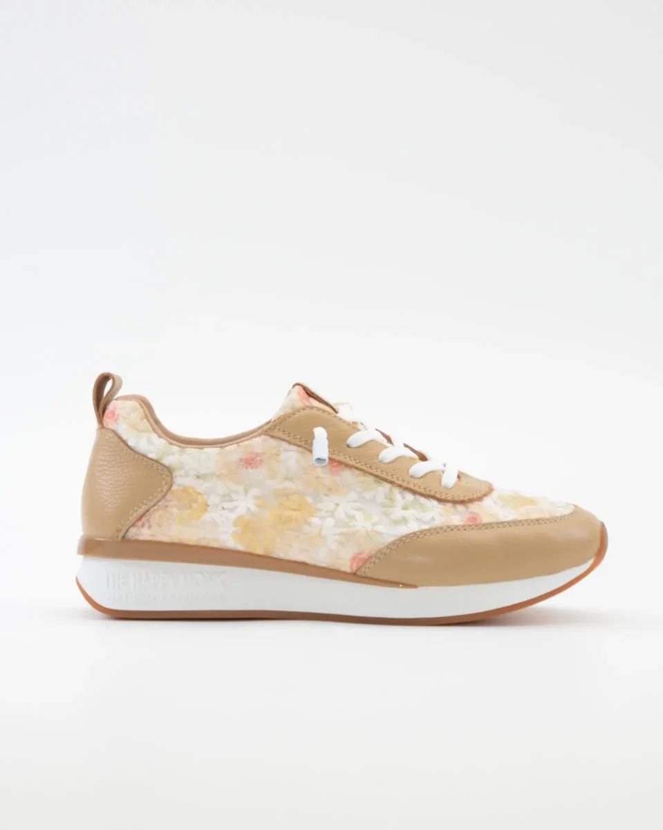 DEPORTIVO MUJER CORDON ELÁSTICO COLOR BEIGE DETALLES FLORES THE HAPPY MONK VANITY 010