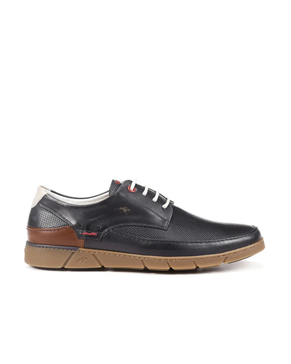 ZAPATO HOMBRE FLUCHOS AZUL MARINO CORDON PISO CARAMELO BARRY F1156