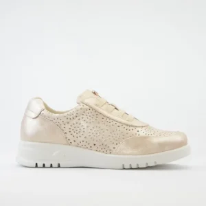 ZAPATO CASUAL MUJER CON ELÁSTICOS PITILLOS 20301 DORADO PLANTILLA EXTRAÍBLE