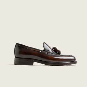 ZAPATO MOCASIN HOMBRE BORLAS TASSEL FLORENTIC MARRON SUELA DE CUERO