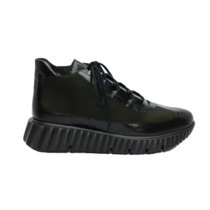 DEPORTIVO MUJER ABOTINADO NEGRO VERDE PISO GRUESO 6509 CONFORT CLASS