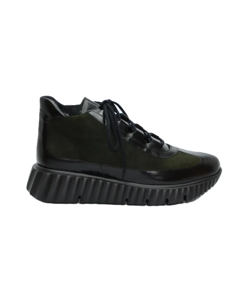 DEPORTIVO MUJER ABOTINADO NEGRO VERDE PISO GRUESO 6509 CONFORT CLASS