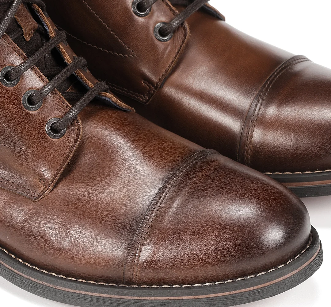 BOTA HOMBRE MARRON FLUCHOS CON CORDONES Y CREMALLERA F1342 TERRY HABANA CAMEL - Imagen 8