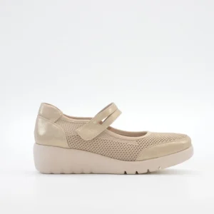 MERCEDES MUJER DE CORTE DEPORTIVO CON CUÑA Y VELCRO TREINTAS L4570 BEIGE