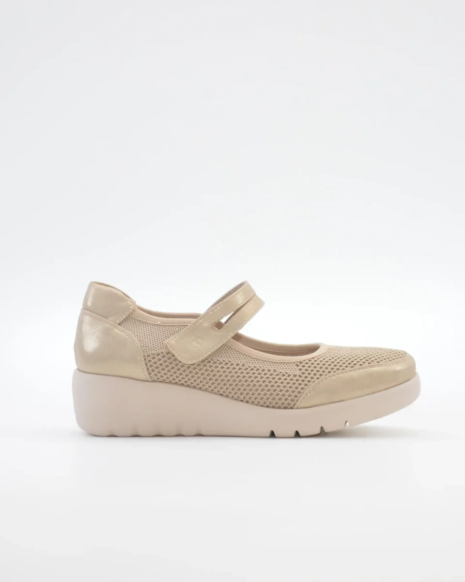 MERCEDES MUJER DE CORTE DEPORTIVO CON CUÑA Y VELCRO TREINTAS L4570 BEIGE